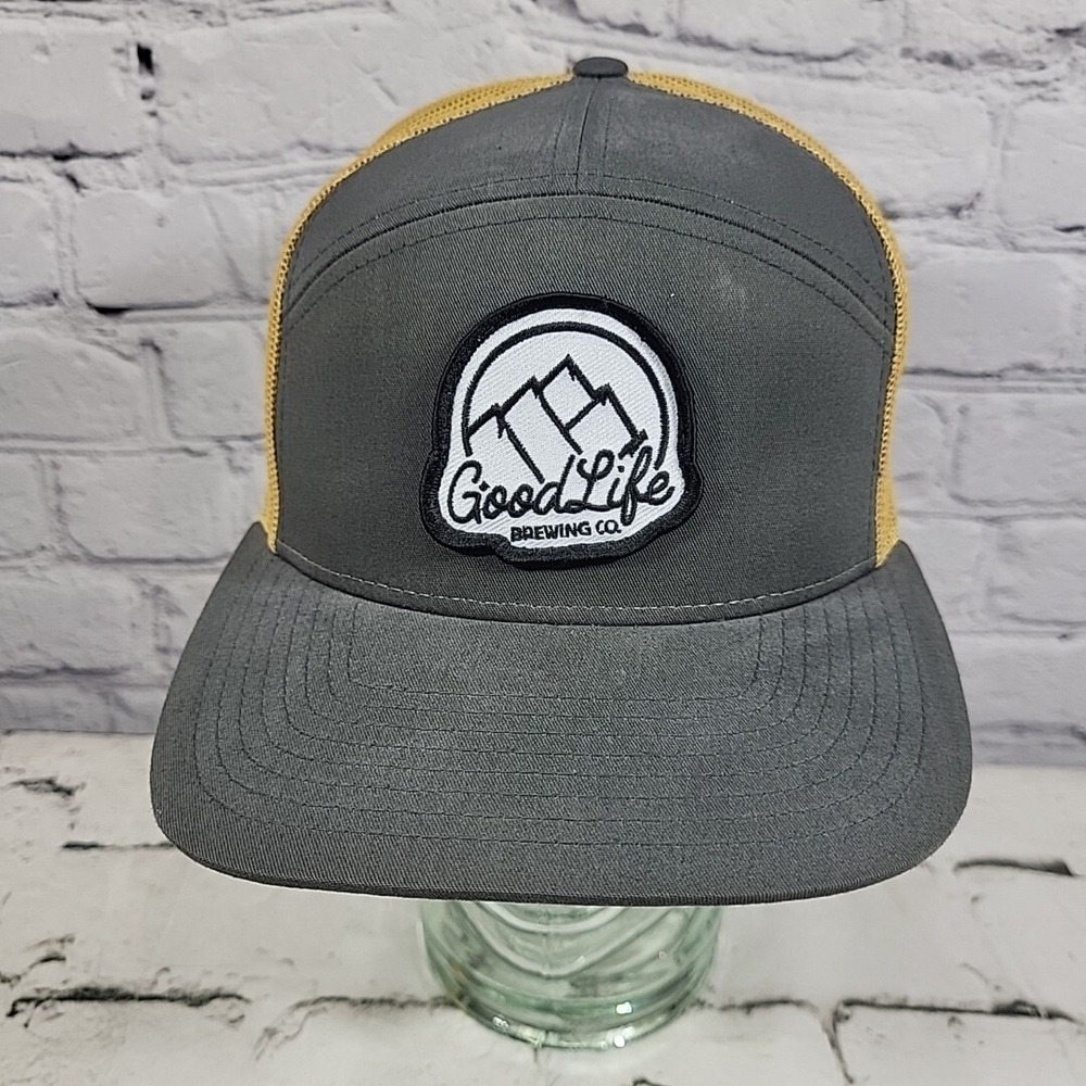 Good Life Trucker Hat Mens OS Snapback PNW Brewing Co Bend Oregon‎ Gray 5-Panel